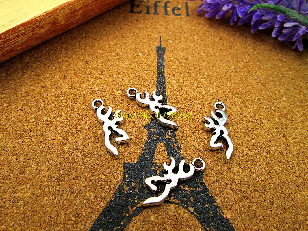 

30pcs-- Deer Head Silhouette charms, Antique Tibetan silver Deer Antlers Charms Pendants 22x9mm