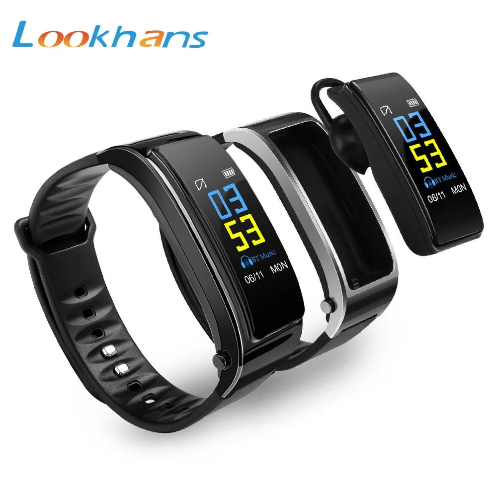 

Lookhans Bluetooth Headset Talk Smart Bracelet Heart Rate Monitor Sports Smart Watch Fitness Tracker Wristband for IOS Android