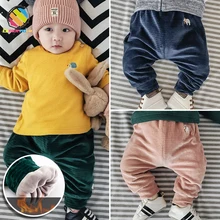 Lemonmiyu/Детские зимние штаны; утепленные кашемировые брюки с подгузниками; длинные штаны для мальчиков и девочек; теплые вельветовые брюки для малышей