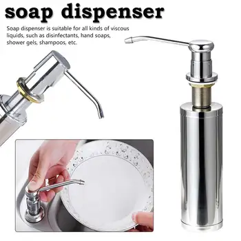 

Kitchen Soap Dispenser Bathroom Dispenser for Liquid Soap Lotion Dispensers Tools Stainless Steel Head Chrome Bottle