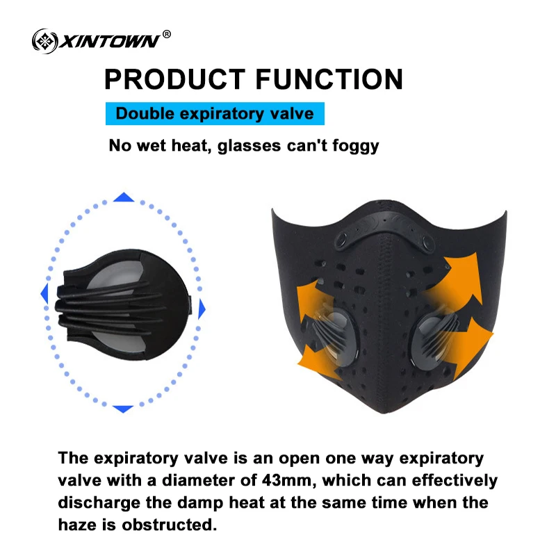 XINTOWN Cycling Masks Activated Carbon Anti-Pollution Mask Dustproof Mountain Bicycle Sport Road Cycling Masks Face Cover 