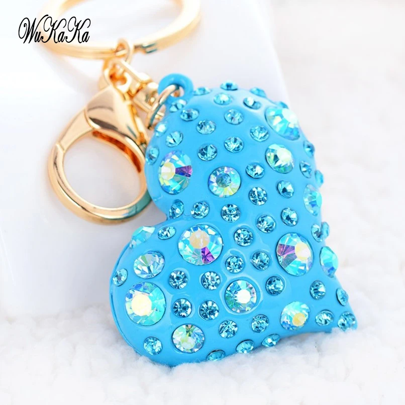 Crystal Heart Creative Keychain Fun Key Chain Womens Bag Charms Men Car