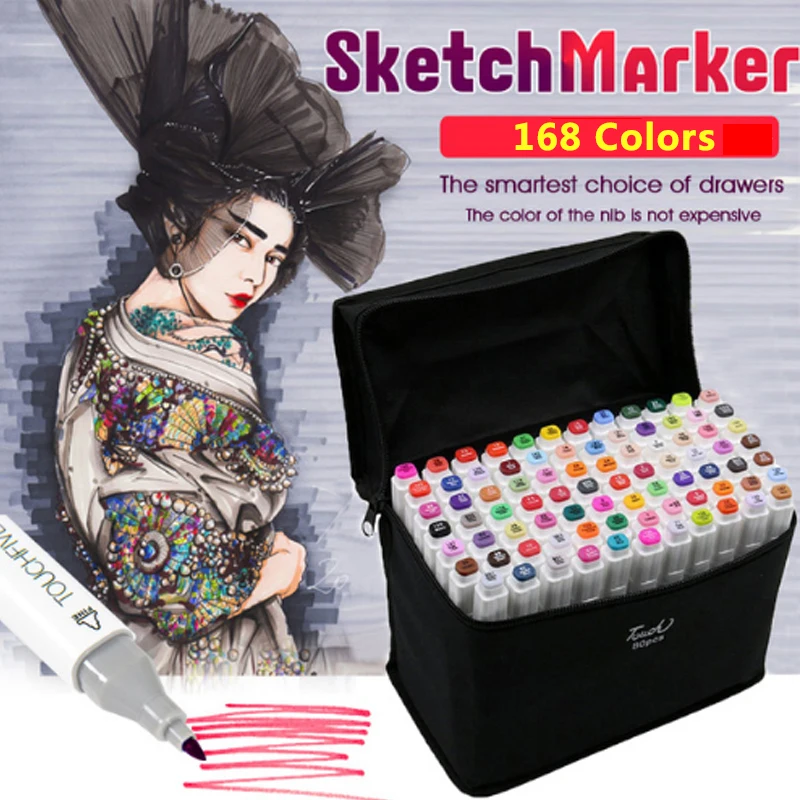 TOUCHNEW 168 Copic Sketch Marker Set Art Marker Alcohol Based Dual Head Brush Pen For Drawing Manga Art Supplies TOUCHNEW 168 Copic Sketch Marker Set Art Marker Alcohol Based Dual Head Brush Pen For Drawing Manga Art Supplies
