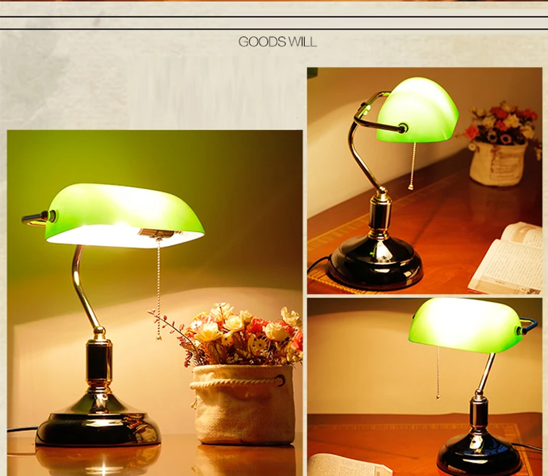 Старый Шанхай Винтажный Зеленый стеклянный абажур банка настольная лампа для кофейни кабинет спальня прикроватная 110 В 220 в 90-260 В