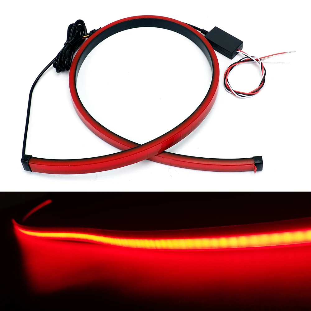 

Red Flowing Flashing Car Third Brake Light LED Light Strip Rear Tail High Mount Stop Lamp 12V 90cm Signal Safety Warning Light