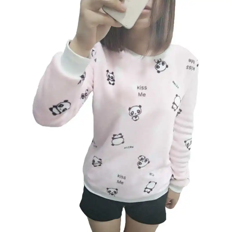  2018 Fashion Harajuku Cute brown Teddy bear panda Women hoody Sweatshirt high quality Long sleeves 