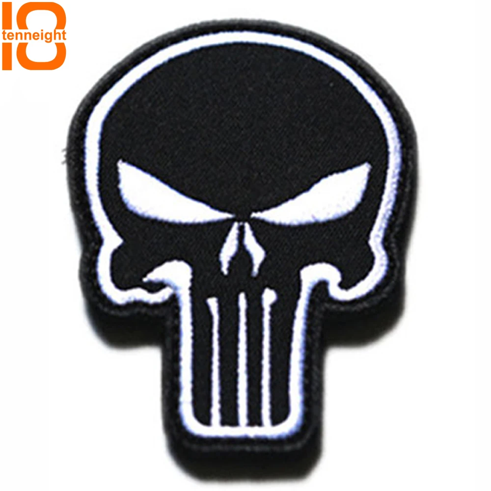 

TENNEIGHT 3D Embroidery double-sided Patch Skull Embroidered Armband PVC badge tactical morale badge for Clothing Backpack hat