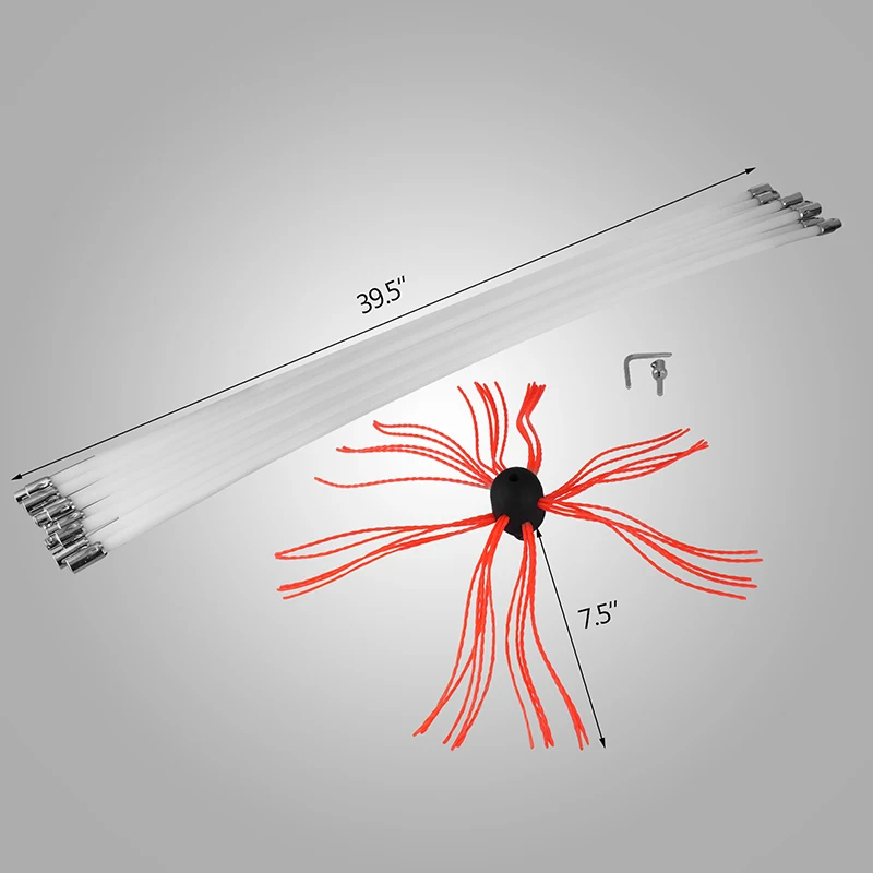 VEVOR ершик для дымохода комплект тяг 8 м стержни с нейлоновыми гибкими стержнями чистящие щетки дымоход щетка-Веник роторный ершик для дымохода
