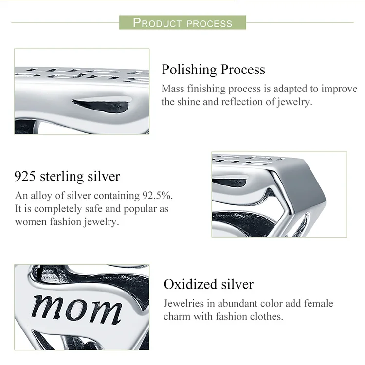 925 Sterling Silver Super Mom Charm