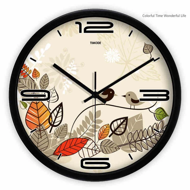 Wall Clock Kids Room Girls Birds Silent Relojes De Pared Casa