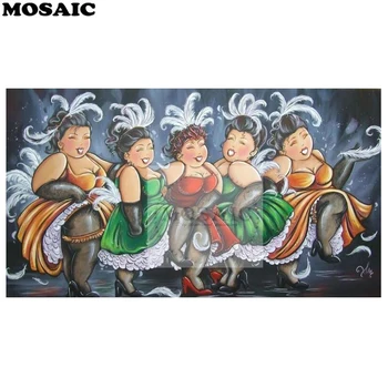 

Happy dancing fat lady"woman"Painting Full square round DIY 5D Diamond Painting cross stitch kits mosaic diamond embroidery sale