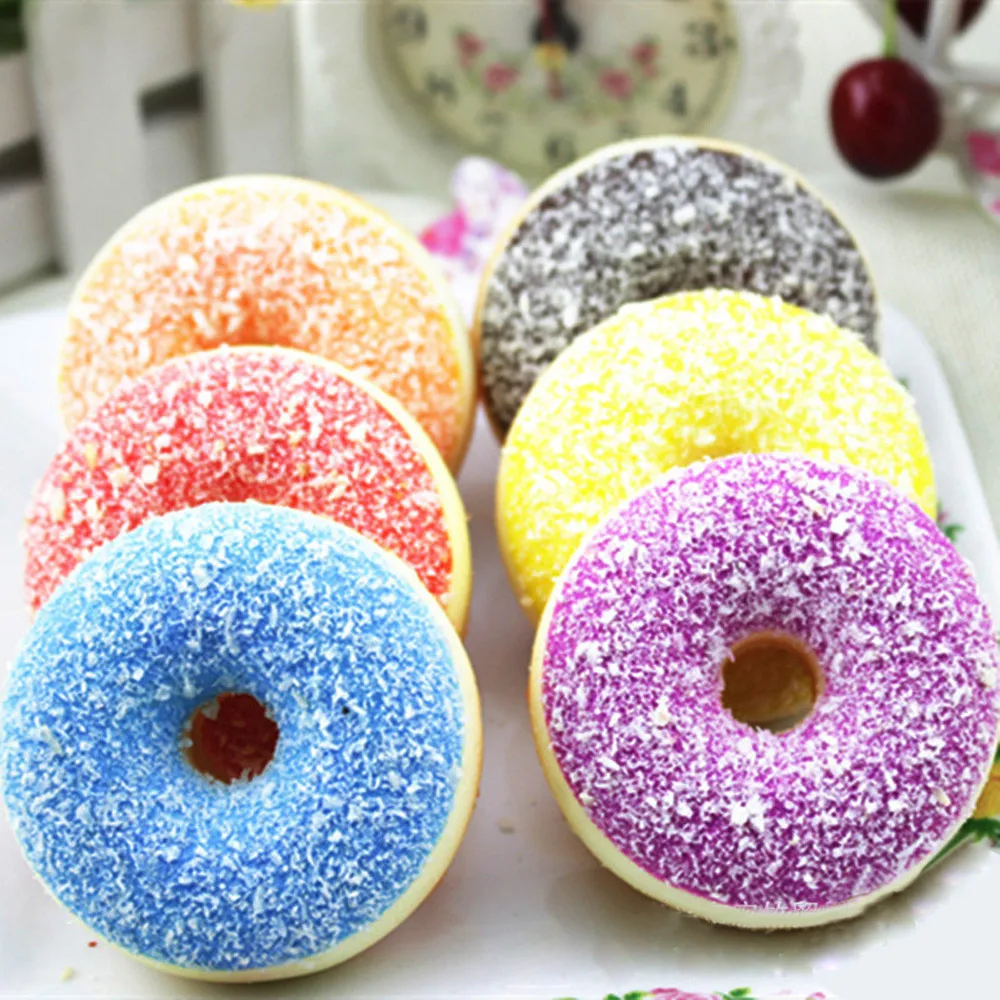 

1pc Free Shipping Cute Simulation Antistress Squishy Squeeze Stress Reliever Soft Colourful Doughnut Scented Slow Rising Toy #DS