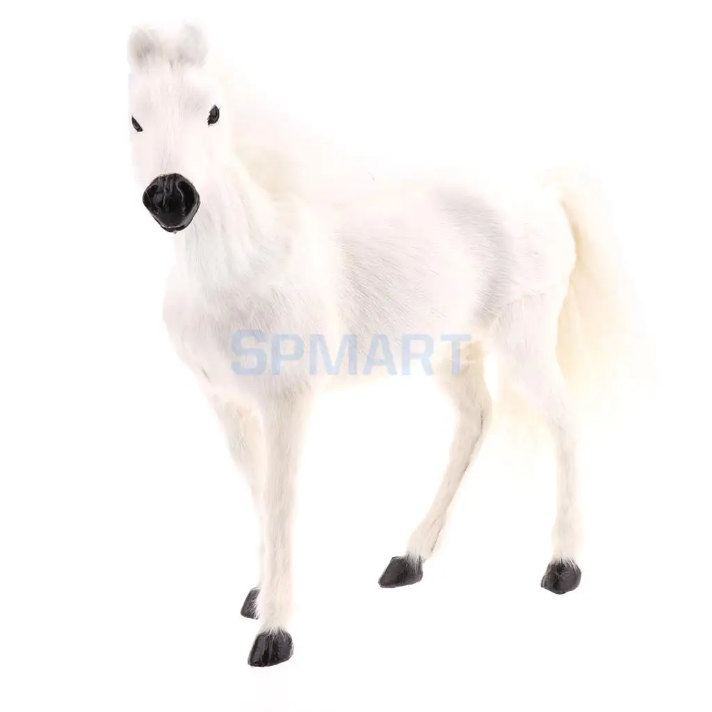 Lifelike Simulation Plush Stuffed Horse Animals Model Figure Plush Figures Soft Toy Home Decoration White