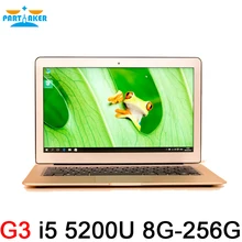 13.3 дюймов core I5 5200U 5Gen 8 ГБ ОЗУ 256 ГБ SSD алюминия ультрабук ноутбук аккумулятор USB 3.0