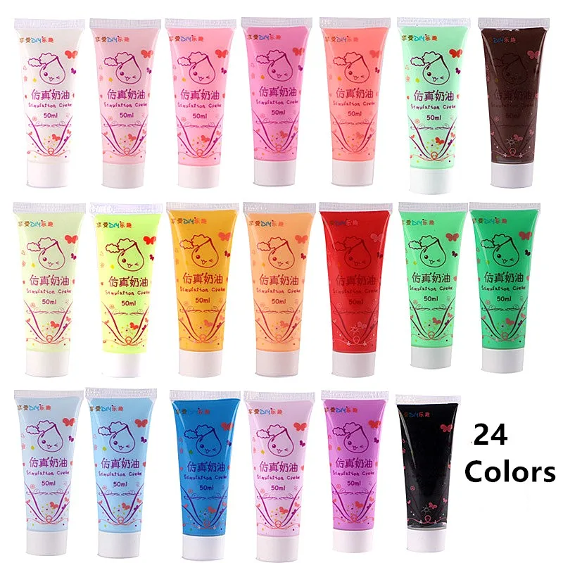 

24pcs 24 color Slime Charm Mobile Phone Shell Cosmetic Glue Fairytale Dream Antifreeze 50ml Manual Diy Material Simulation Cream