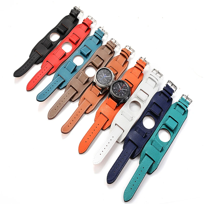 22 мм ремешок из натуральной кожи для Samsung Galaxy Watch 46 мм кожаный Браслет-манжета Замена для Gear S3 AMAZFIT часы браслет