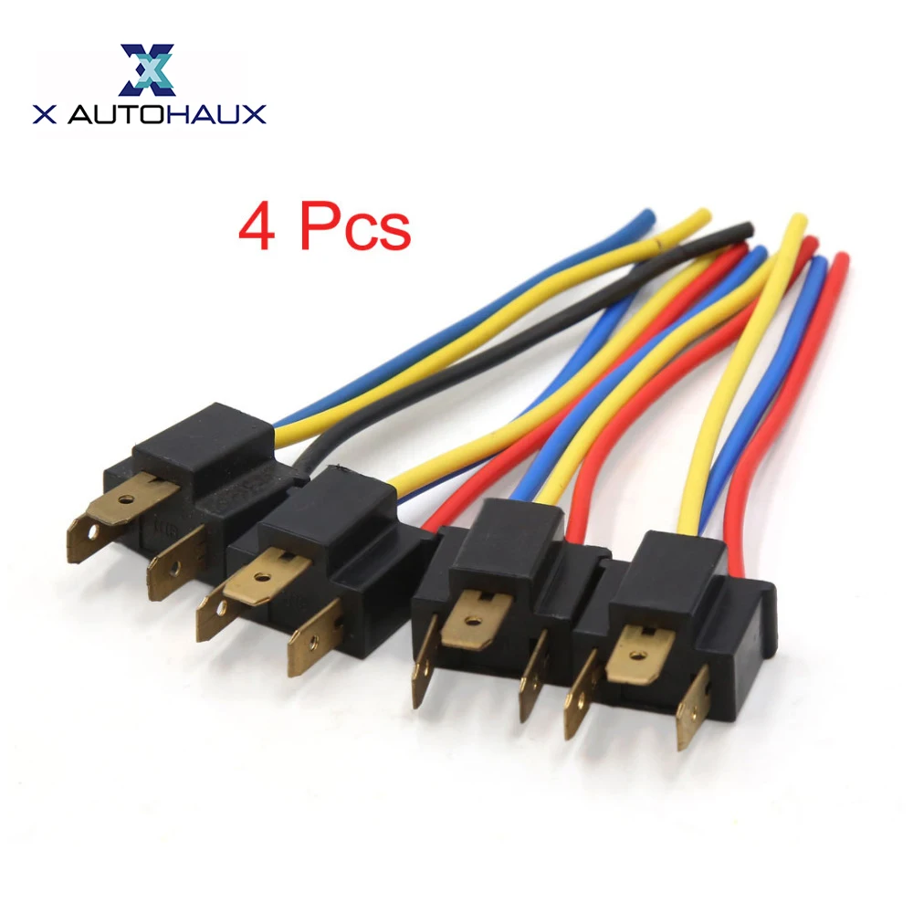 

X AUTOHAUX 4Pcs H4 Foglight Lamp Bulb Car Male Wiring Harness Connector Socket Adapeter