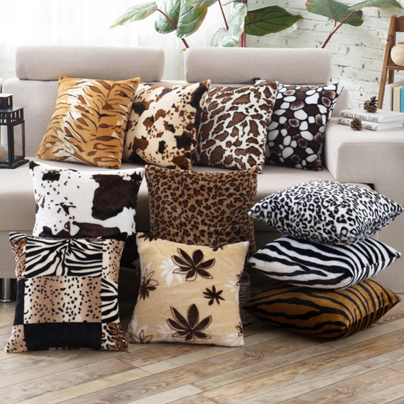Модная стильная Сексуальная леопардовая Зебра плюс \ ч мягкая теплая фланелевая домашняя декоративная подушка, покрывающая диванную подушка для сиденья в автомобиль