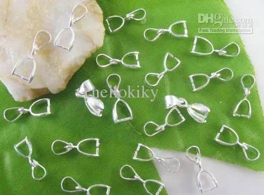 

300 pcs Silver Color plated Pendant Pinch bails 15mm M615