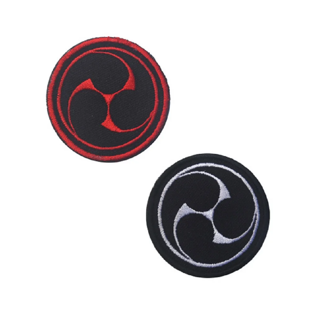 

3D embroidery patches loops and hook round ninja throw embroidery patches Japanese ninja style patches badges