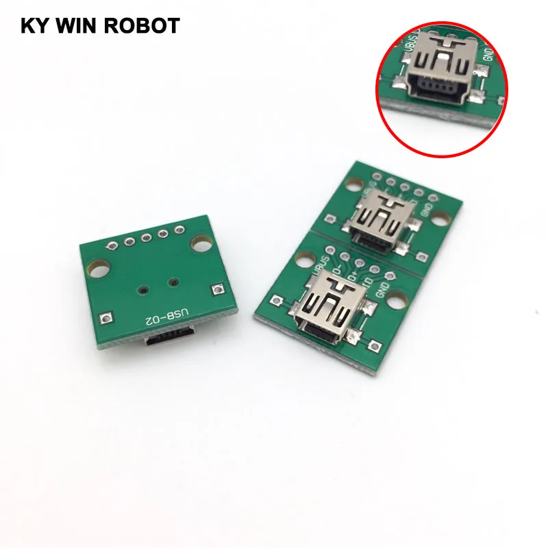 

5pcs Mini USB to DIP Adapter Converter for 2.54mm PCB Board DIY Power Supply NEW
