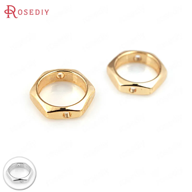 

10PCS 8MM 24K Champagne Gold Color Plated Brass Hexagon Round Beads Circles High Quality Diy Jewelry Accessories
