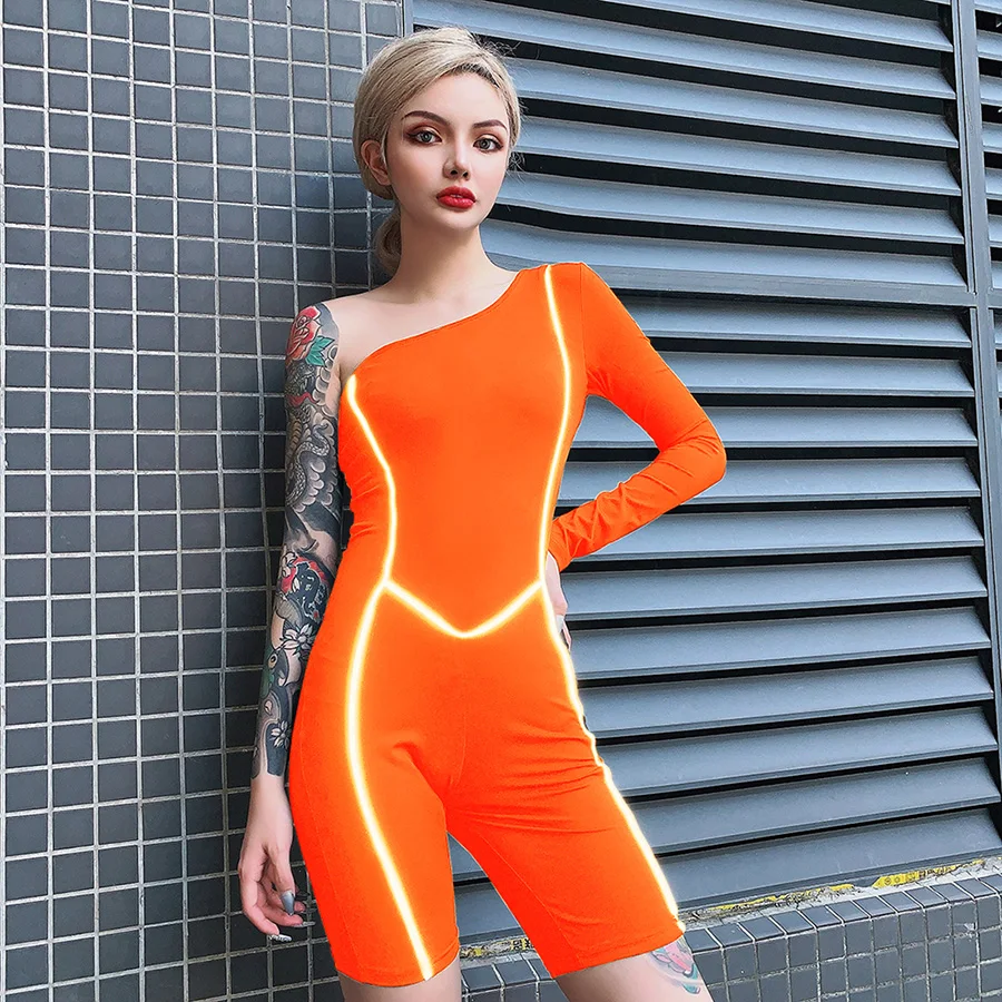Nibber fashion Reflective patchwork Neon color playsuit women 2019 summer Basic black Active jumpsuits bodycon Sportswear mujer Nibber fashion Reflective patchwork Neon color playsuit women 2019 summer Basic black Active jumpsuits bodycon Sportswear mujer