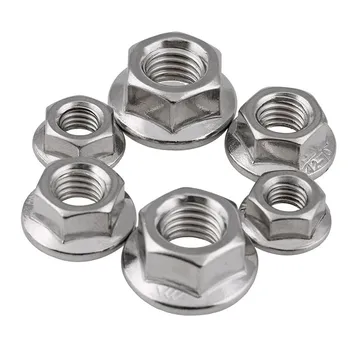

20/5pcs M3 M4 M5 M6 M8 DIN6923 Flange Hex Nut 304 stainless steel Metal Lock Nuts with non-slip Tooth cushioned Locking nut