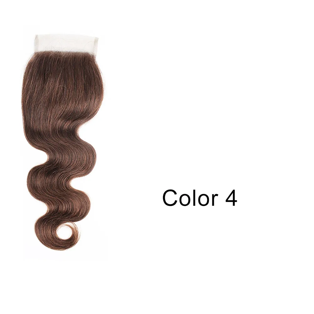 Bobbi коллекция цвет 8 пепельный блонд объемная волна Кружева Закрытие 4x4 закрытие натуральный цвет#2#4#613 блонд индийские Remy человеческие волосы - Цвет волос: #4