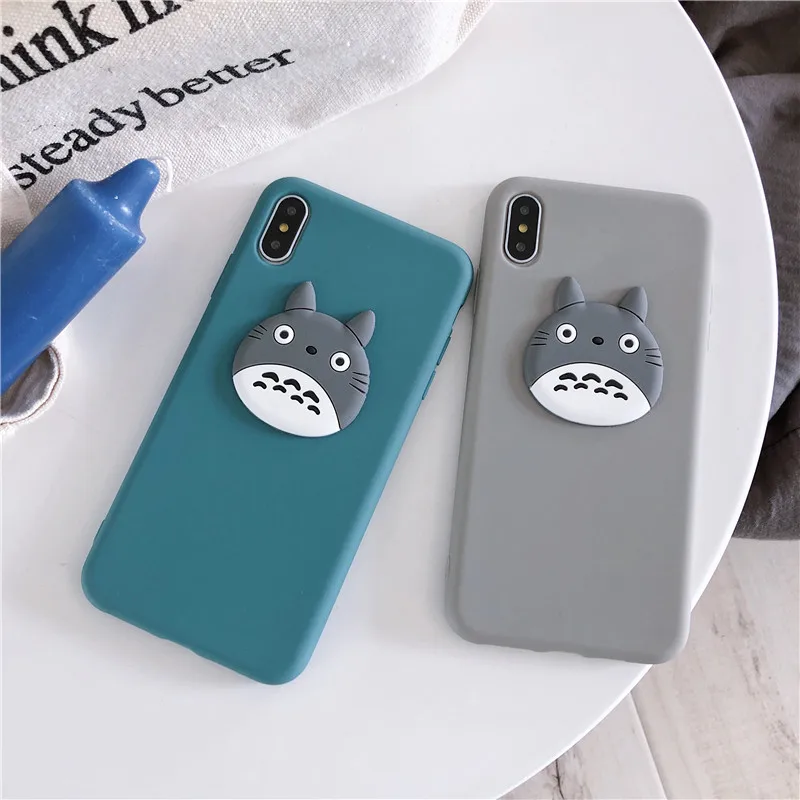 

Totoro Cat Case Cute Cat Scrub Matte Phone Case For iPhone X XR XS Max 8 7 6 6SPlus Cases Soft TPU Shockproof Back Cover