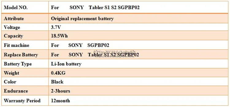 3,7 V 18.5Wh аккумулятор для ноутбука SONY Tabler S1 S2 подлинные батареи SGPBP02