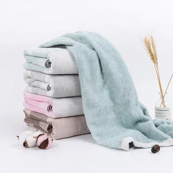 

1x 100% Cotton Bath Towel Soft no Chemicals Quality Shower Towel 70 x 140cm Green Brown Gray