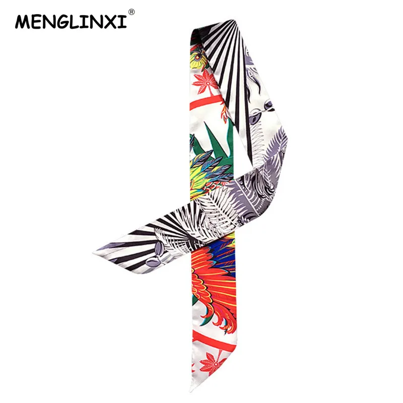 MENGLINXI сумка с лентой Sacrf бренд женский маленький шелковый шарф перо головная повязка с принтом ручка сумка лента Модные длинные шарфы