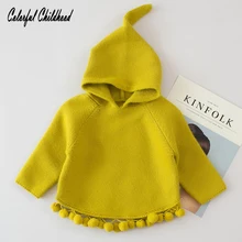 Милый свитер для маленьких девочек, плотная детская накидка с бахромой, теплые пуловеры с капюшоном и рукавами «летучая мышь» для малышей, Детская верхняя одежда