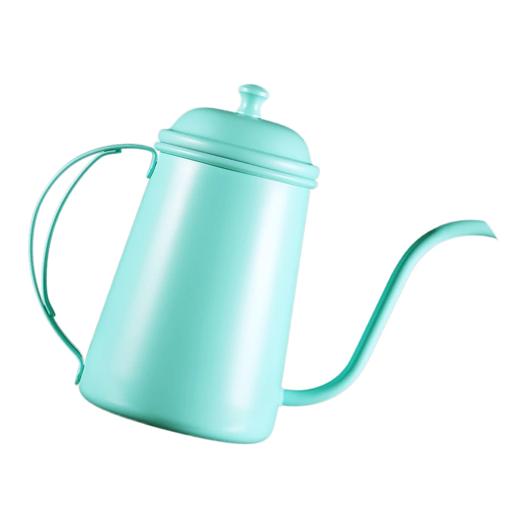 Coffee Pot Stainless Infuser Hand Drip Narrow Spout Kettle 700ml Mint Green for Blooming and Leaf Tea as Teakettle