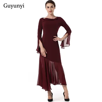 

Red Wine Athens Vintage Dress 2019 Spring Chiffon Splicing Irregular Flowing Hem Small Sexy Party Women's Dresses