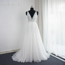 Vestido De Noiva, v-образный вырез, свадебные платья, настоящая фотография, линия, сексуальное богемное пляжное свадебное платье, Прямая поставка