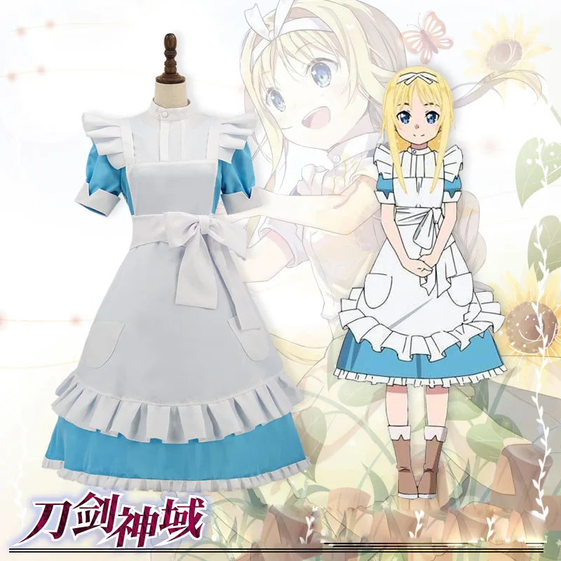 Anime Sword Art Online Alicization Alice Synthesis Thirty Cosplay Costumes Lolita Maid Apron Dress Women Party Uniform Outfit Anime Sword Art Online Alicization Alice Synthesis Thirty Cosplay Costumes Lolita Maid Apron Dress Women Party Uniform Outfit