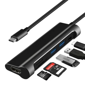 

Uverbon USB C HUB USB C 3.1 to HDMI SD/TF Card Reader for MacBook Pro Accessories USB Type C Charging Port 2 USB 3.0 HUB Adapter