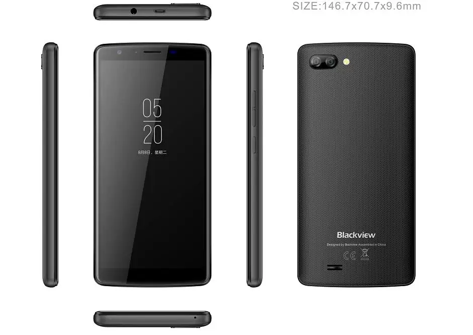 Blackview A20 18:9 5,5 дюймовых смартфонов Android Go двойной Камера 1 ГБ Оперативная память 8 ГБ Встроенная память quad core MT6580M 5MP 3g мобильного телефона