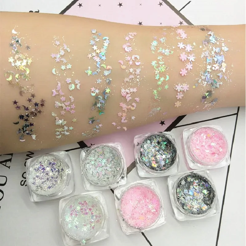 

DIY Nail Glitter Sequins Mermaid Mixed Shape Moon and stars series Holographic Polishing Spangles Flake Slice Decoration Tips