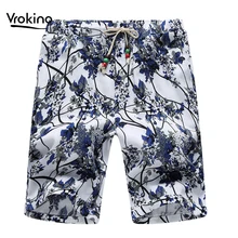 VROKINO летние новые стильные мужские повседневные свободные шорты с принтом модные хлопковые шорты высокого качества Гавайская брендовая одежда