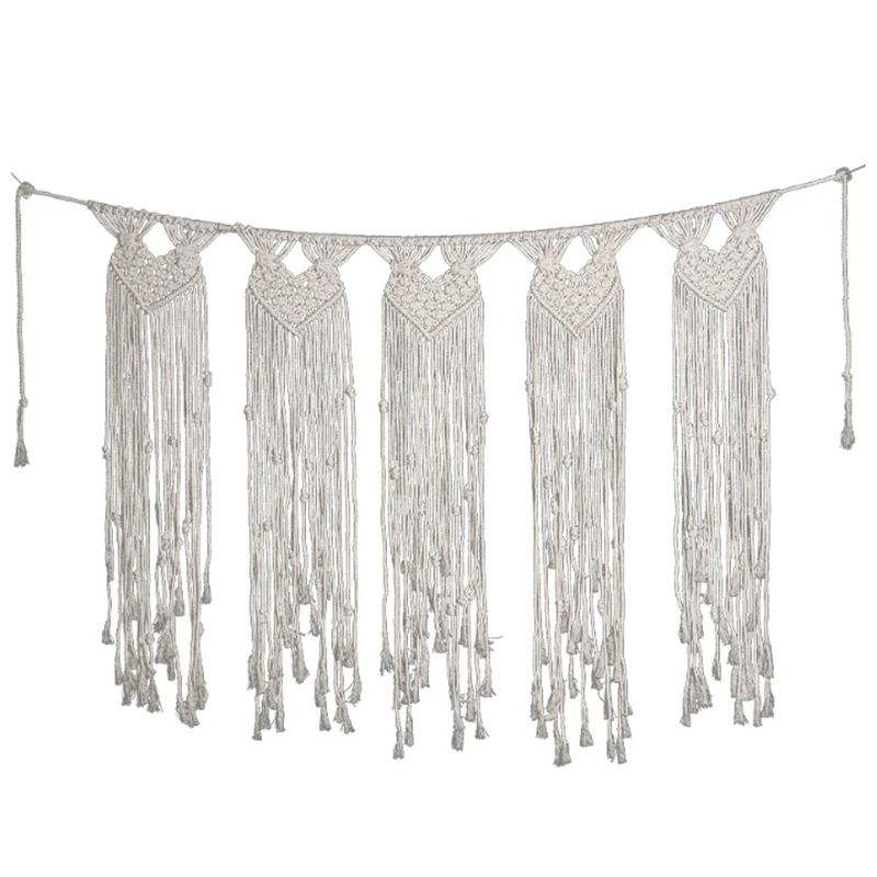 

Long Hanging Bohemian Macrame Woven Handmade Tapestry Knitting Wall Tapisserie Home Decoration Craft Wedding Home Decor Gift