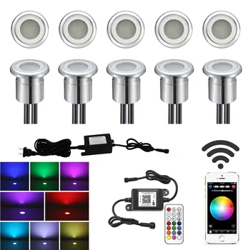 

10pcs/set WIFI Smart Home Phone App Controlled 28mm 12V RGB Yard Terrace Driveway LED Deck Stair Step Lights Stainless Steel