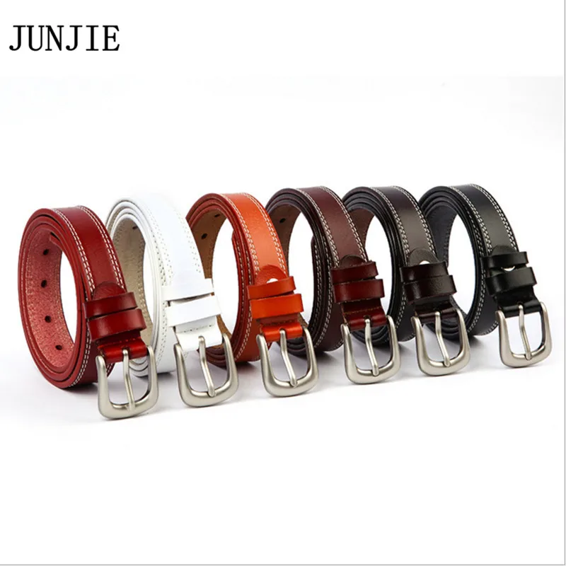 Top Quality Women's Casual Belts Yellow Cow Genuine Leather Pin buckle