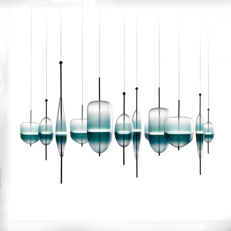  Blue chromatography Italian design lamp pendant light Lake of Venice Blue gradient Simple Peaceful  - 32871322905