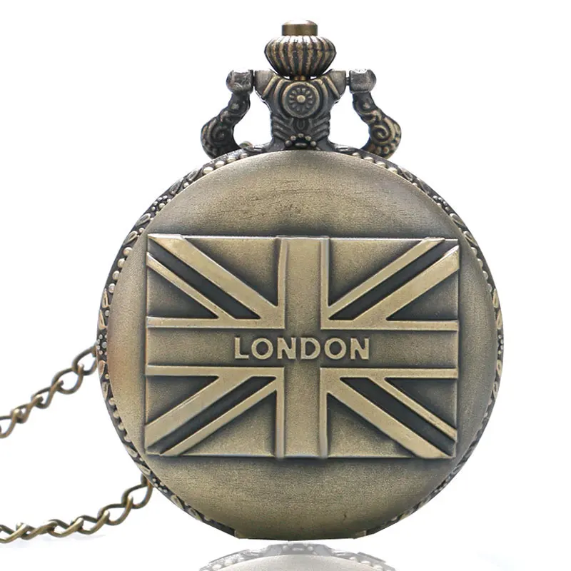 Винтажные карманные часы Reloj De Bolsillo с английским флагом и изображением Лондона