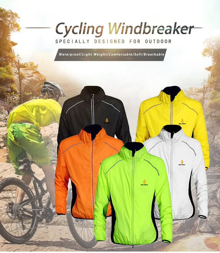 Cycling jacket WOSAWE Men's Windbreaker Windproof waterproof breathable Light weight Reflective Bike riding jacket vest
