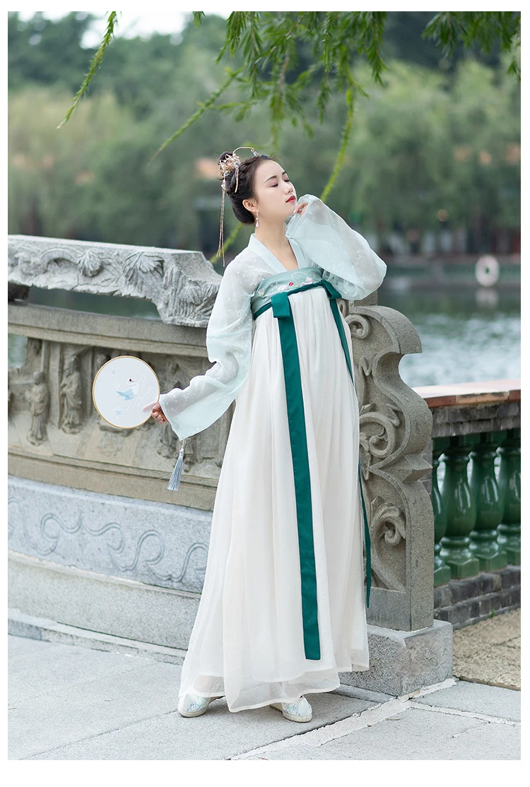 Китайский Hanfu платье Белый Hanfu для женщин династии Хань костюмы народный танец Китайская одежда косплей сценические костюмы BL1244
