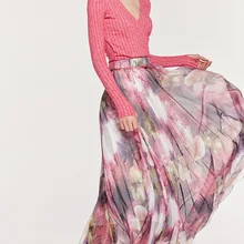 Женская плиссированная юбка сезон: весна-лето новая Европа модный принт для женщин Длинная юбка эластичный высокая талия юбки для плюс размеры